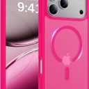 2 x Magnetic for iPhone 17 Pro Max Case, [Anti-Slip] [Military-Grade Drop Protection] [Camera Protection] Skin-Friendly Slim Matte Shockproof Protective Case for iPhone 17 Pro Max, Hot Pink