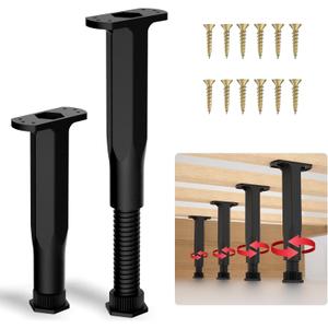 Adjustable Height Center Bed Support Leg for Sagging Shelf, Furniture Legs for Frame,Slat and Riser, Adjustable Height 8.3"-14.5" (2PCS)