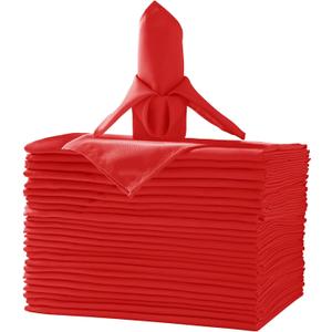 50pcs Polyester Cloth Napkins - 20 x 20 inch Red Dinner Washable Napkins with Hemmed Edges for Restaurant/Wedding/Hotel(50,Red) (20x20"50pcs)