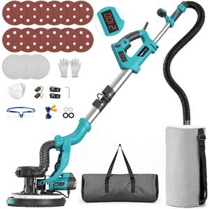 Drywall Sander, 1000W Popcorn Ceiling Removal Tool, Electric Drywall Sander with Digital Display Screen 9 Variable Speed 800-2100RPM, Foldable & Extendable HandleLight Blue