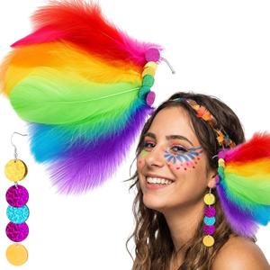 Rainbow Earring Set 2026 Pride Month Lgbt Pride Earrings for Gay Lesbian Bisexual Lightweight Feathers Lgbtq Earrings Jewelry Accessories