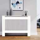 High Radiator Cover Wood Cabinet: External 36 Inch Height White Medium Heater Covers Internal Heights 35.5 Inch Vertical Slats Modern Tall Radiators Shelf Thicken MDF Wooden Kitchen Bedroom Cabinet, Medium