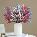 Hananona 10 Pcs 4th of July Flowers Artificial Babys Breath Fake Silk Patriotic Flowers for Independence Day Home Decor Floral Arrangement Table Centerpieces (10, Mix) (Red, White, Blue)