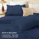 Andency Navy Blue Queen Comforter Set (90x90Inch), 3 Pieces Lightweight Fluffy Ruffle Bedding Comforter Sets for Queen Bed, Farmhouse Shabby Chic Soft Polyester All Season Bed Set