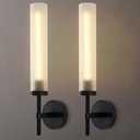 SYBDZSWJ Modern Hardwired Frosted Glass Bathroom Black Wall Sconces 2PC, Handmade Knurled Wall Light Fixture,Vanity Light for Living Room,Hallway, Bedroom, 20" Indoor Wall Lamp, Bulb Included