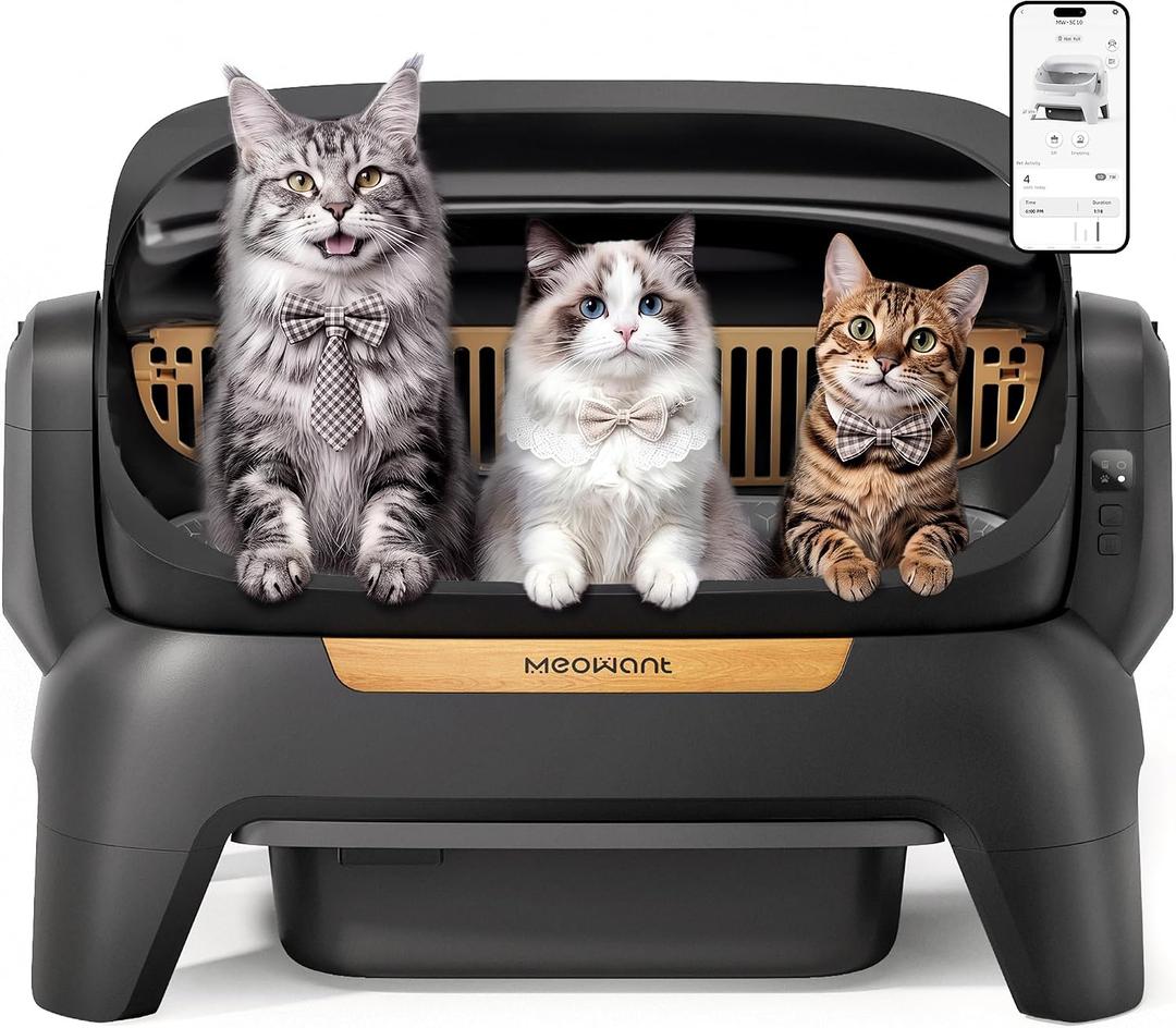 Meowant Extra Large Automatic Litter Box, Infrared Scanning and Anti-Pinch