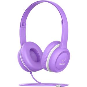 Kids Headphones, Wired Headphones for Kid with Safe Volume Limiter, Kid Headphone with Cord 3.5mm Jack, On-Ear Girls Boys Toddler Headphone for School (Purple)