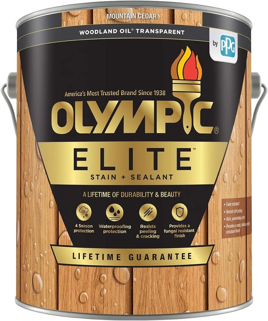 Olympic Elite 1 gal. Mountain Cedar Woodland Oil Transparent Stain and Sealer in One Low VOC