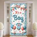 It's A Boy Banner Baby Boy Door Banner Door Cover Blue Photo Backdrop for Gender Reveal Baby Shower Door Sign Party Decoration Inside Outside Newborn Party Supplies