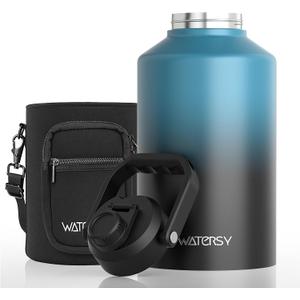 WATERSY 1.5 Gallon Water Bottle Insulated (Cold for 48 Hrs), BPA Free & Leak Proof, 196oz Stainless Steel Water Jug, Big thermos, Large Water Bottle with Handle for Gym, Hiking, Camping & Travel, Lake Blue