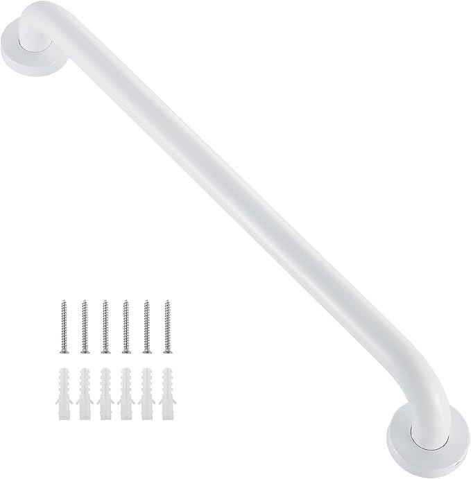 Shower Grab Bar, Stainless Steel Safety Bar, Home Care Bathroom Safety Support Rail, 12 Inches, Gloss White