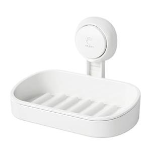 LEVERLOC Soap Dish Holder for Shower Suction Cup Wall Mounted Self Draining NO-Drilling Removable Bar Soap Sponge Holder for Bathroom Bathtub Kitchen Sink Waterproof Strong Vacuum Suction Adhesion