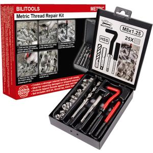 BILITOOLS M8x1.25 Thread Repair Kit, HSS Drill Helicoil Repair Kit Metric