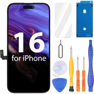 Ayake for iPhone 16 Screen Replacement, 6.1 inch FHD LCD Display and Touch Digitizer Screen, True Tone Programmable, Face ID Remains (for A3287, A3081, A3286, A3288)