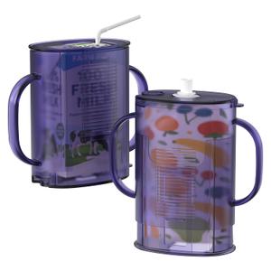 Pouch Holder No Squeeze for Food Pouches & Drink Boxes, Adjustable Baby Pouch Holder With Larger Capacity Allows Toddlers Self-Feed Avoid Mess (PURPLE)