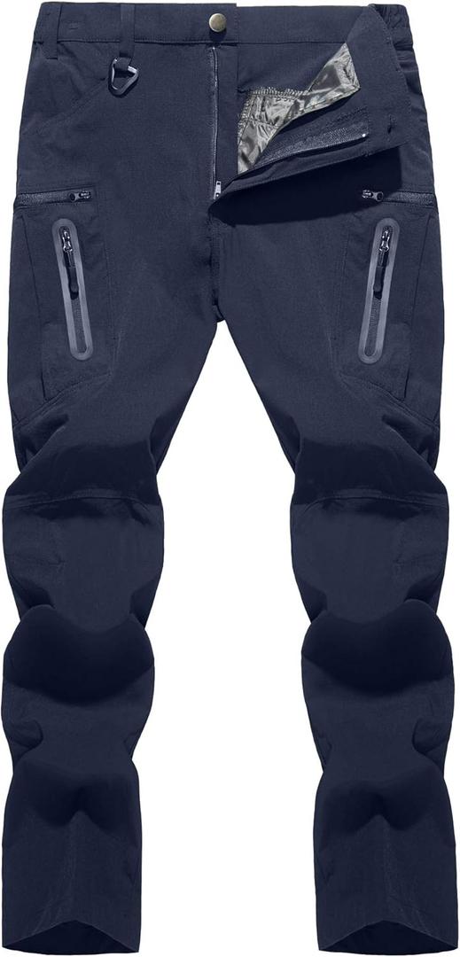 TACVASEN Men's Lightweight Hiking Tactical Pants Waterproof Quick Dry Cargo Work Rain Outdoor Pants 8 Pockets (30, 03 Navy)