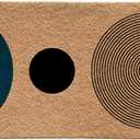 Mid Century Modern Boho Front Door Mat Outdoor Entrance Welcome Mat, Modern Green and Black Indoor Door Mats for Entryway, Boho Home Decor, 17x30 Inch Blue