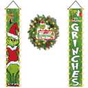 Front Door Sign Banner Christmas Decorations, Merry Christmas Theme, Yard Sign Banner Home Office Fireplace Christmas New Year Party Decorations Supplies (Style 2)