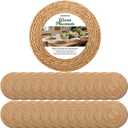 13 Inch Round Woven Placemats Set of 24, Boho Farmhouse Rustic Rattan Wicker Braided Chargers for Dining Table, Water Hyacinth Jute Place Mats for Dinner Plates, Outdoor Patio & Wedding Decor