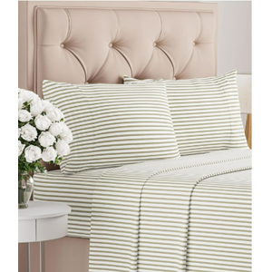 Queen Size 4 Piece Sheet Set - Comfy Breathable & Cooling Bed Sheets Set - Hotel Luxury Bedding for Women, Men, Kids, Teens, Boys & Girls - Deep Pockets and Wrinkle Free - Oeko-Tex - Beige Stripes 2