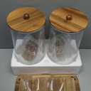 2 PCS 1.5 Gallon Drink dispenser, Glass Beverage Dispenser With Wood Stand, Large Water Drink Dispensers for Parties With Stainless Steel Spigot, Ideal for Lemonade,Juice, Tea, and Party Drinks