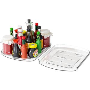Yieach Clear Refrigerator Lazy Susan Turntable,15.7''x11.8'',Rectangular Fridge Turntable Organizer,Large Rotating Fridge Tray for Kitchen,Countertop,Pantry,Cabinet,Jars and Condiment Organizer,1 Pack