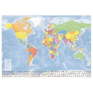 Giant World Map in spanish language (39 X 55) with full lamination (Mapa del mundo en español), wall map