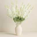 12 Pcs White Delphinium Artificial Flower 35.4'' Long Larkspur Stem White Fake Faux Silk Flowers Bulk for Tall Vase Floral Arrangements Home Centerpiece Table Wedding Decor