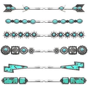 Hair Pin for Women Western Turquoise Hair Clips Decorative Bobby Pins Southwestern Country Cowgirl Bobby Pins Howdy Retro Hairpins Boho Hair Accessories (12pcs)