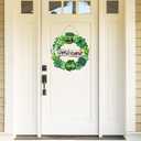 5 x St. Patrick's Day Decorations Wooden Shamrock Wreath for Front Door Welcome Sign, Farmhouse St. Patrick's Decor Welcome Door Hanging Sign Outdoor Indoor Shamrock Clover Spring Wall Home Decor