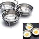 Stainless Steel Egg Poacher, 3-Cup Poached Egg Maker Cups, Nonstick Egg Steamer with Rack for Microwave Oven Stovetop Steamer