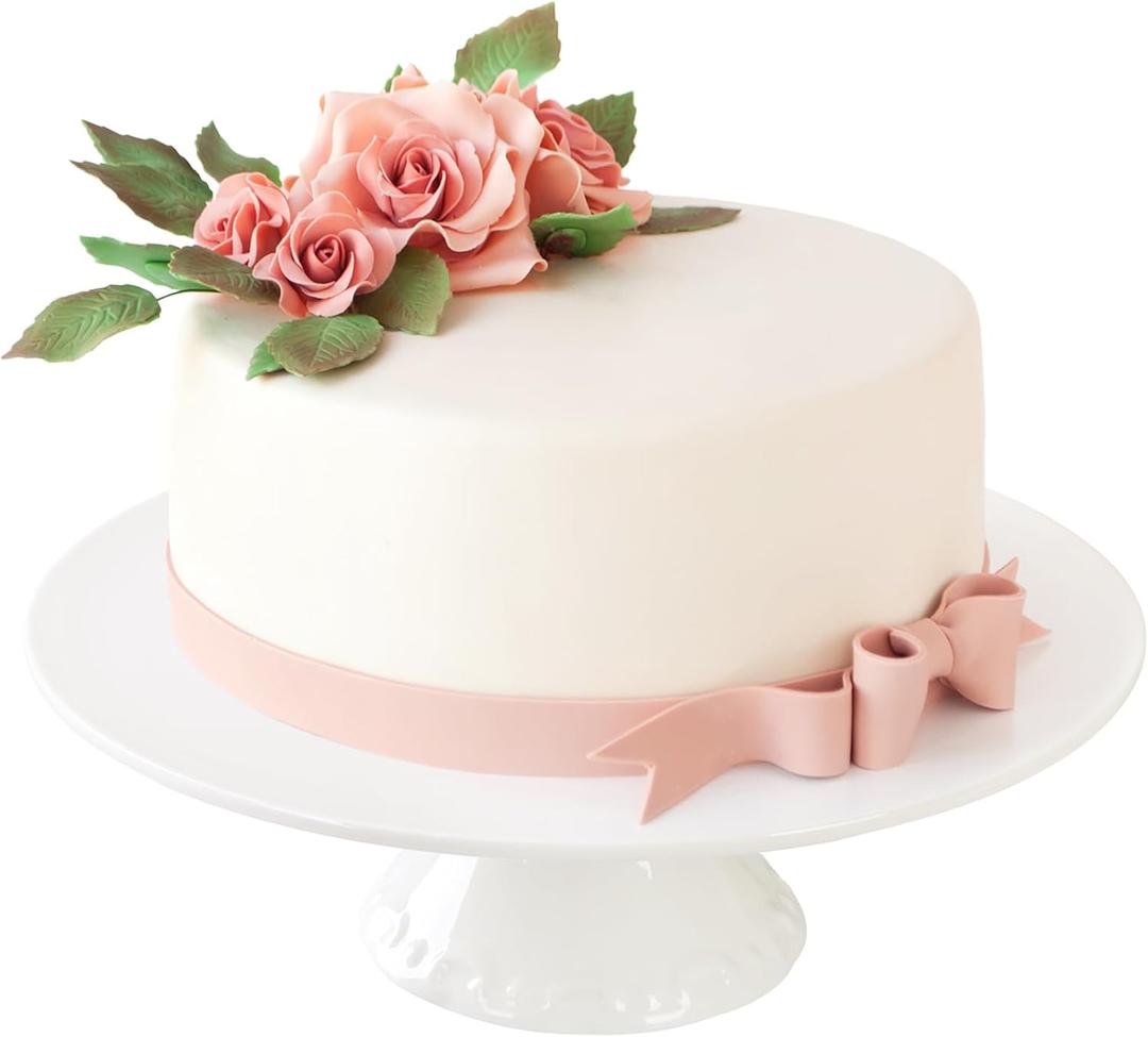 White Porcelain Cake Stand 9 Inch, Round Dessert Stand, Display Cupcake Stand for Party, Weddings, Birthday, Baby Shower