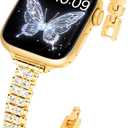 Slim Bling Band Compatible with Apple Watch Bands for Women 38mm 40mm 41mm 42mm 44mm 45mm 46mm 49mm, Diamond Metal Apple Watch Band for iWatch Bands Ultra 2/1 Series 10 9 8 7 6 5 4 3 2 1 SE