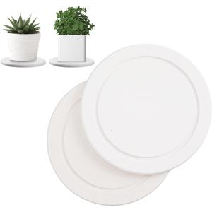 2Pcs Plant Saucer for Indoor 6 inch Instant Dry Plant Tray Diatomaceous Earth Round Plant Drip & Drainage Trays for Indoors, Off - White