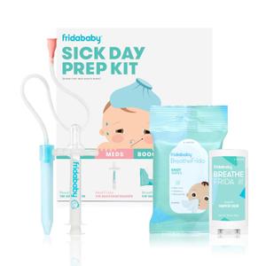 Frida Baby Sick Day Prep Kit, Sick Baby Essentials Includes NoseFrida Nasal Aspirator, MediFrida Pacifier Medicine Dispenser, Breathefrida Vapor Chest Rub + Snot Wipes, Soothe Stuffy Noses for Babies (4 Piece Set)