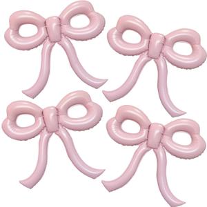4 Pcs Light Pink Bow Balloons Bow Party Decorations for Girl Women Bow Birthday Decorations Giant Pastel Pink Bow Balloon for Graduation Baby Shower Bridal Wedding Decor Bachelorette Party Supplies