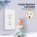 ELEGRP 15 Amp 125V Duplex Receptacle Outlets, Standard Electrical Wall Outlet, TR Tamper Resistant, Self-Grounding, Residential Grade, Mid Outlet Covers Included, UL Listed, Matte White, 10 Pack