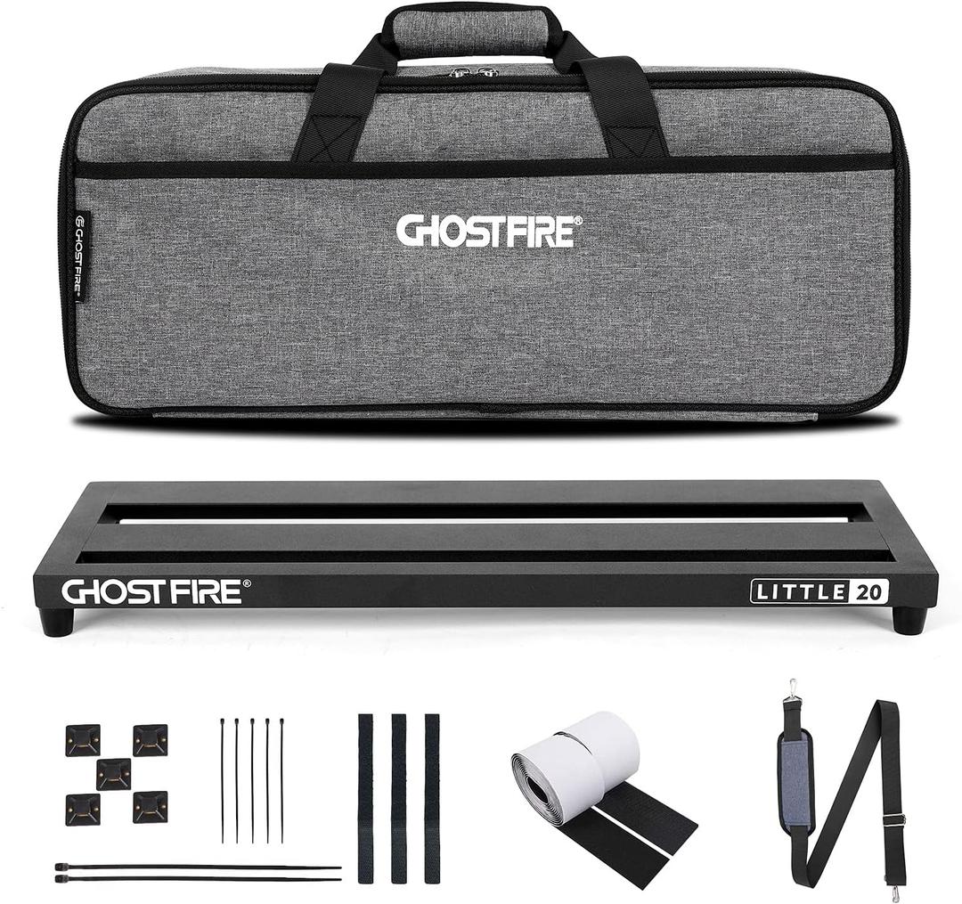 Ghost Fire Guitar Pedal Board Aluminum Alloy 1.7lb Effect Pedalboard 20''x7''x1.9" with Carry Bag,V series (V-LITTLE 20) (20"x7.08")