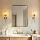 ANDY STAR Brushed Champagne Bronze Bathroom Vanity Mirror, 22x30’’ Rounded Rectangle Wall Mirror for Bathroom Sink, 1’’ Rustproof Tube Metal Frame, Wall Mounted Vertical/Horizontal for Home Remodel