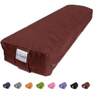 Sol Living Yoga Bolster Pillow Rectangular Meditation Cushion Cotton Meditation Accessories for Restorative Yoga Meditation Pillow Yoga Pillow Firm Body Pillow Bolster Pillow for Legs Removable Cover (26" x 8" x 5", Brown)