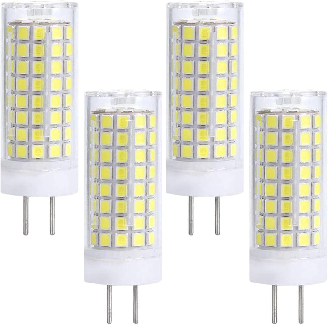 Lxcom Lighting GY6.35 LED Bulb 10W Dimmable Corn Light Bulb (4 Pack)- 2835 SMD 102 LEDs 90W Equal Daylight White 6000K G6.35/GY6.35 Base T4 JC Type 1000LM for Accent Landscape Lighting, AC 110V