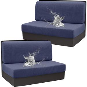 Stretch Rv Dinette Cushion Set,Booth Seats with 1 Backrest & 1 Bench Cover,38 in Camper Dinette Booth Set,2 Set- Navy Blue