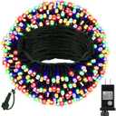 66ft 200 LED Christmas Tree String Lights Outdoor Fairy Lights Plug in, Expandable Green Wire Clear Bulbs Mini Lights 8 Modes, Xmas Wedding Party Decoration (Multicolor)