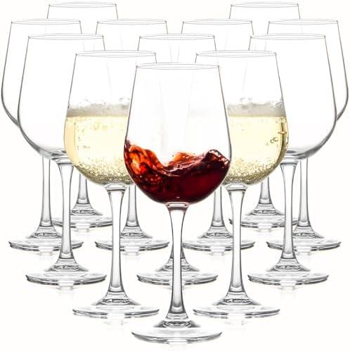 HAKEEMI Fully Tempered Wine Glasses set of 12, 12 oz Durable Red Wine Glasses for Wedding, Party, Dishwasher Safe