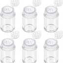 RAYNAG 6 Pieces Mini Empty Loose Powder Bottle Travel Cosmetic Glitter Powder Eye Shadow Shaker Bottle with Sifter and Lids (12 holes)