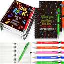 10 Sets/20 Pcs Employee Appreciation Gifts Staff Spiral Notebooks Pens Bulk Stylus Cap Team for Teachers Thank You Inspiration Coworkers Inspirational Christmas Party Supplies