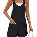 Ekouaer Women Ribbed Knit Rompers Sleeveless Casual Jumpsuits Pregnancy Summer Outfits Loose Fit Overalls Black, M