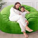 Large Bean Bag Chair: 4 ft Memory Foam Bean Bag Chairs for Adults/Kids,Bean Bag Chair with Fillings,Soft Faux Fur Fabric - Dutch Velvet, Lime, 4 Foot , Lime