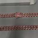 LEIFIDE Dog Chain Collar Diamond Link Puppy Collar 12 mm Wide Dog Necklace Metal Cat Chain Pet Crystal Necklace Jewelry Accessories for Small Pet(22 Inch,Rose Gold, Pink)