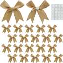 4 x 20 Pcs Light Pink Satin Bows, 3.3 Inch Bows Decor for Gift Wrapping Treat Bags Birthday Wedding Party Decors DIY Crafts (Gold)